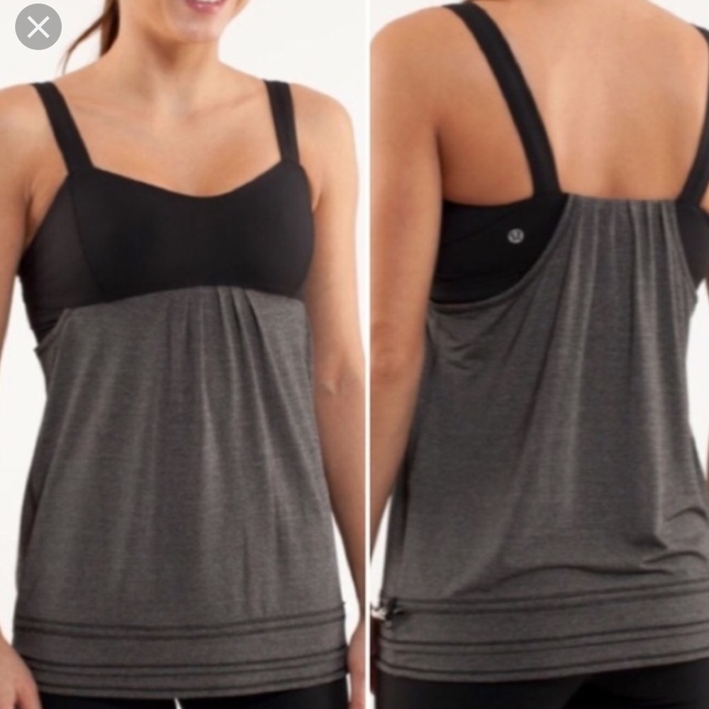 Lululemon black & gray back on track tank size 8.